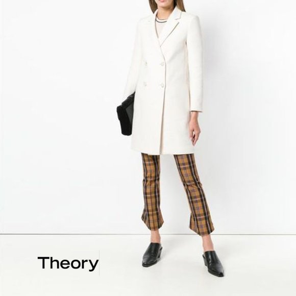 Theory Jackets & Blazers - NWT THEORY Ivory Double Breasted Squared Coat S